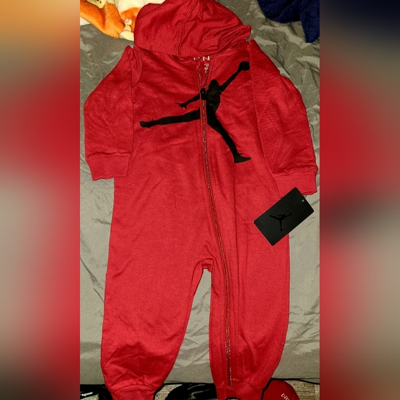 Red Baby Jumpsuit with Black Logo - Picture 1 of 2